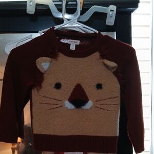 Cat & Jack Maroon and Tan Lion Sweater